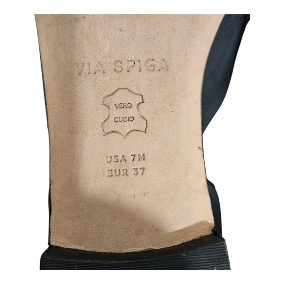 Via Spiga Leather Loafer Slip On Flat Black Size 7 Casual Office - Picture 11 of 11